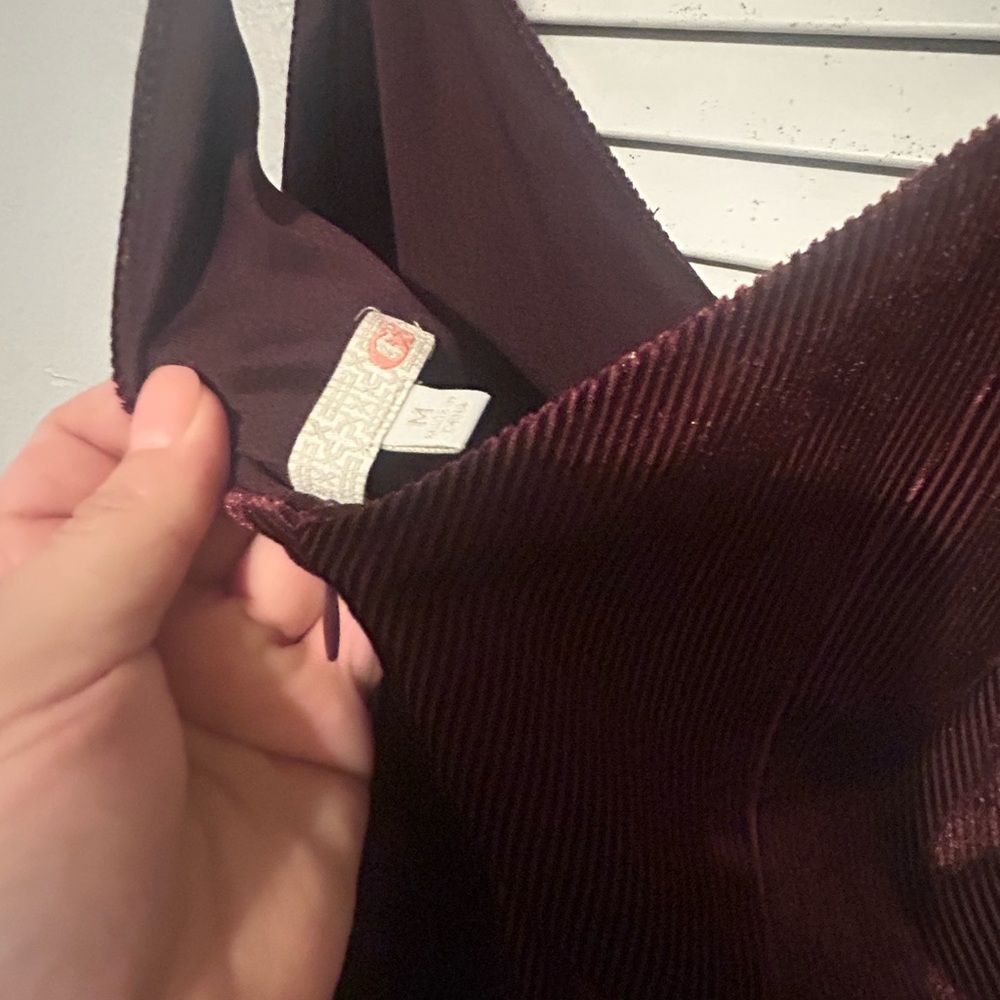Gianni Bini Deep Burgundy Velvet Romper with Front Bow - Picture 8 of 9